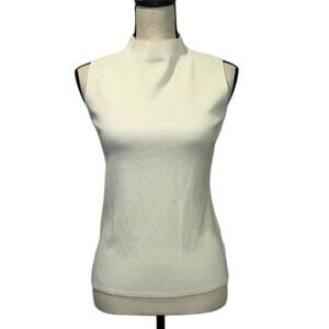 Nine West Cream Sleeveless Mock Neck Sweater